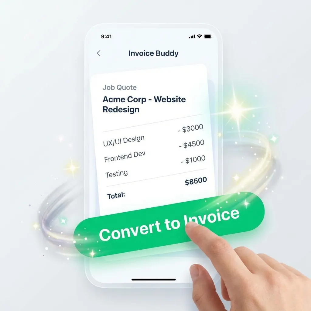 Converting quote to invoice with one tap in Invoice Buddy Pro