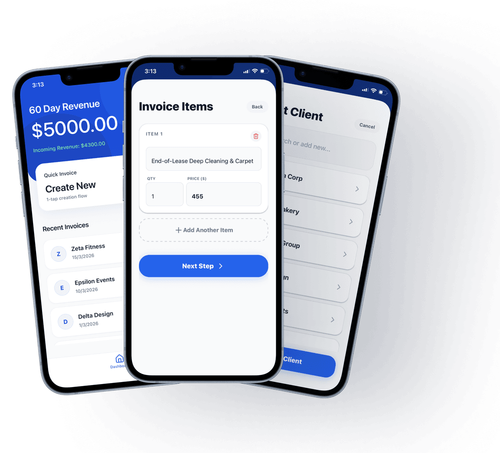 Invoice creation on mobile